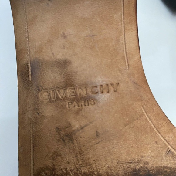 Givenchy Sandal Leather Chain Ankle Strap Black Open Toe Low Block Heel … - Picture 10 of 10